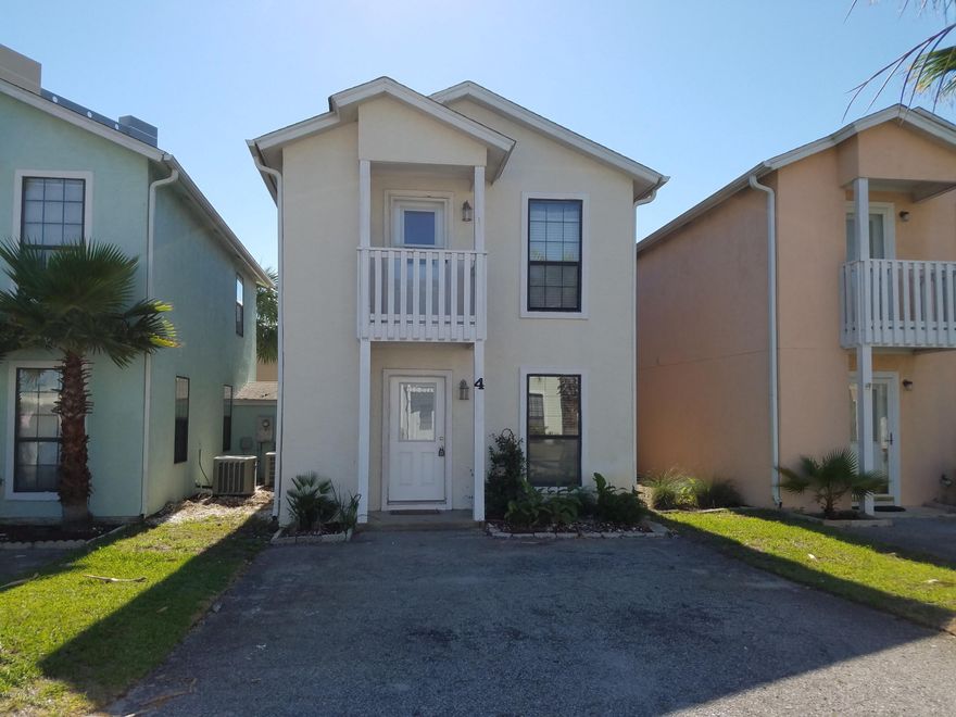 Located on Front Beach Road and just West of Highway 79, this furnished townhouse features 2 bedrooms and 2.5 bathrooms. The updated kitchen features granite counter tops and custom cabinets. A queen sofa sleeper is located downstairs in the area and a half bath is just off the kitchen/living area. The master bedroom has a queen size bed, an adjoining private bathroom, and a balcony overlooking the back patio. The guest bedroom has two double beds and a balcony overlooking the front of the home. Full size washer and dryer included. Public beach access is available directly across Front Beach Road. Complex features a community pool for guest use. 6 month lease term available. All utilities included but electric. Property cannot be unfurnished. NO PETS. 6 month lease term available.