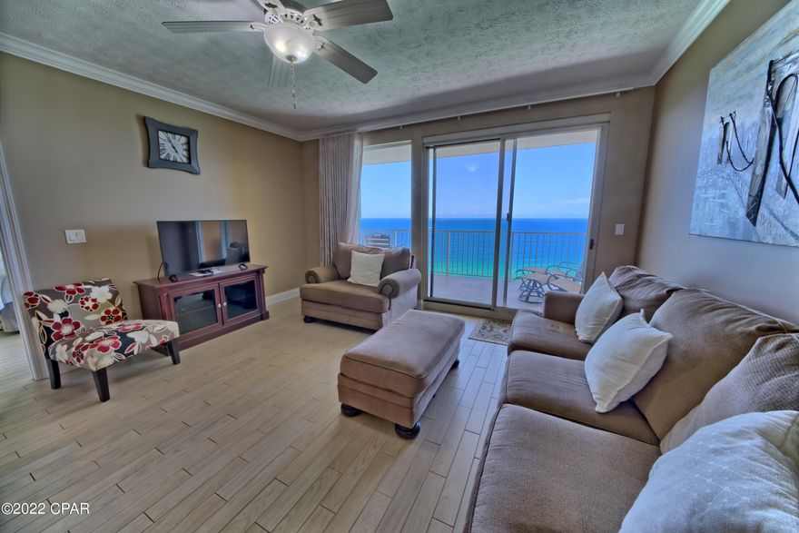 This unit is loaded with upgrades. Enjoy perhaps the best view of the entire beach from your spacious balcony. Because of the orientation of this complex you can see the entire Panama City Beach. This complex is within walking distance of the St Andrews State Park, many fine restaurants and shopping areas. It is also near the new Bay County multi million dollar sports complex. The complex is well managed with the lowest HOA fees on the beach. All information is believed to be correct but should be verified by the Buyer.