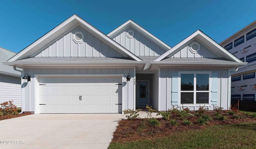 Bayside at Ward Creek is at the heart of Panama City Beach, accessible by sidewalk to Pier Park, Frank Brown Park, and the Conservation Park with the Gulf of Mexico less than 3 miles away. | The Delray plan is a 1 story home featuring 4 bedrooms and 2 bathrooms. There is EVP flooring throughout the home and boast a large living space. The primary bedroom features a beautiful en-suite with a modern tiled shower and two closets.