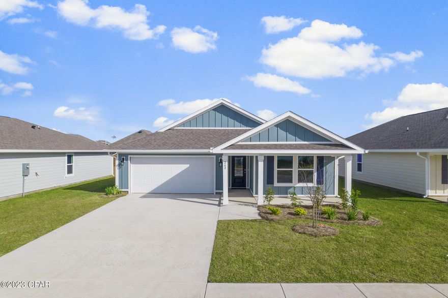 WEEKEND SALE: Park Place in Callaway is our closest new construction to Tyndall Air Force Base! When you enter the Lakeside floorplan  you will notice immediately the brightness of the entry hallway.  This 5 bedroom 3 bath, 2012 square foot home is an open floorplan with two bedrooms separated by a full bathroom at the front of the home and one bedroom across the entry hallway affording family and friends alike privacy when visiting.  The large kitchen island overlooks the dining room and living room allowing all to be together or doing individual tasks in each area.  The main areas of the home as well as the bathrooms and laundry have beautiful engineered vinyl plank while the bedrooms offer plush carpeting.  The spacious primary bedroom leads to the bathroom featuring a large shower, double vanity, and a large closet. Conveniently located close to shopping, recreational parks, schools, and Tyndall Air Force Base.