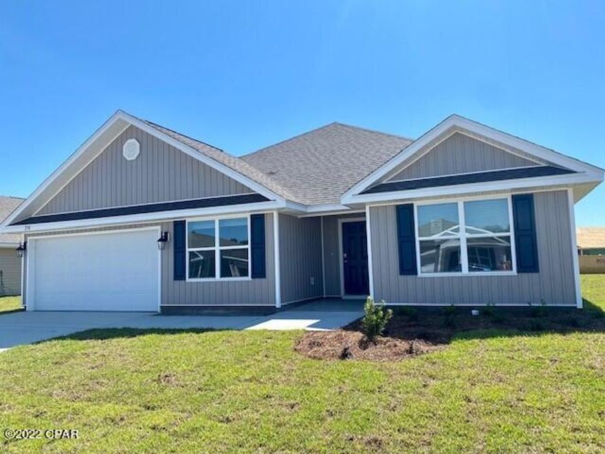 Welcome to Bridge Harbor, located just minutes to shopping, dining and Tyndall AFB. The Sawyer plan is a stunning 5 bed, 3 bath, 2 car garage home. Interior features include laminate kitchen and bath countertops with over-mount sinks, traditional 8' ceilings, and beautiful ivory painted cabinetry. Vinyl flooring is throughout the entire home with plush carpet in all bedrooms. The home also features Whirlpool Stainless steel appliances which include a free-standing electric range, dishwasher, and microwave.