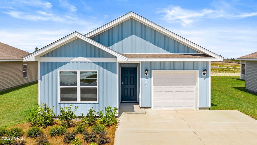 Welcome to the Bowen, a new floor plan located at Liberty in Panama City, Florida. The Bowen is a spacious single-story home floor plan just over 1,500 square feet with 4-bedrooms with 2-bathrooms, and a 1-car garage. Met with an inviting foyer, and a hall leading to the second and third bedrooms; with a full bathroom tucked in between. Also, upon entering the home you will have immediate access to the single-car garage, storage, and your laundry room. Just beyond the garage is your fourth bedroom that could also serve as an office. Each bedroom offers plenty of space and sizeable closets for organization.

As you continue to the end of the hall, you will find the remarkable open layout of the dining and living area meeting a beautiful kitchen. The kitchen includes granite countertops, stainless steel appliances, beautiful white cabinetry, and a peninsula perfect for serving guests and for additional seating. With natural light and nearby back door and patio access, the living and dining area are integrated perfectly to complete this space for you and your guests to enjoy. This plan offers easy maintenance in the main living area and all bathrooms with our engineered vinyl plank flooring.

The primary bedroom is tucked away off the living area. The elegant sunlight beaming in, this suite offers a serene retreat with close access to the patio from the living area. The primary bathroom features granite countertops and a large walk-in closet. In addition to all the features and amenities our Bowen Plan offers, each is built with our Smart Home technology package, designed to bring the ease and convenience of life right to your fingertips.

On the outside of this popular plan, you will see durable vinyl siding, a rear patio to enjoy the spacious back yard. Sidewalks line the neighborhood streets for you to enjoy the beautiful Florida weather. Our Liberty community features underground utilities making it less susceptible to damage from severe weather leading to fewer outages and more reliable service. Residents of Liberty can enjoy exclusive access to two amenity centers, complete with two pools, a children's splash pad, two playgrounds for endless fun, a well-equipped fitness center, two pickleball courts and a basketball court to name a few things. To learn more about this home for yourself, call us to get connected today!