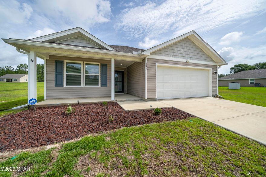 Welcome home to this beautiful 3-bedroom, 2-bath residence situated on a spacious 1-acre lot in the desirable Kiersten Heights community, just south of Chipley and conveniently located near I-10. Enjoy the perfect balance of peaceful country living with easy access to shopping, dining, and everyday conveniences.

Designed with both comfort and functionality in mind, the open-concept floor plan seamlessly connects the kitchen, dining, and living areas, creating an inviting space for entertaining and daily living. The stunning kitchen features abundant shaker-style cabinetry, gorgeous granite countertops, and stainless-steel appliances.

The private primary suite serves as a relaxing retreat, complete with dual vanities, a walk-in shower, and a generous walk-in closet. Two additional bedrooms provide flexibility to accommodate family members, overnight guests, a home office, hobby room, or whatever best suits your lifestyle.

From the great room, step outside to the covered back porch, an ideal spot for enjoying your morning coffee, unwinding after a long day, or gathering with friends and family. Additional highlights include an oversized laundry room, modern finishes throughout, quality craftsmanship, and a highly functional layout.

For added peace of mind, the home also includes a transferable home warranty and termite bond. Don't miss the opportunity to make this exceptional property your new home!