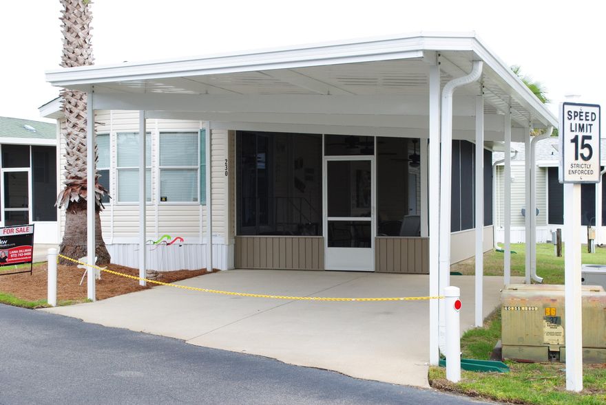 This beautifully updated home is waiting for you in the highly sought after Emerald Pointe Resort. Unit features extra large screened in porch, utility room w/full size washer/dryer hookups, 6'standard ''Anderson'' glass door, Pergo laminate floors inside, enlarged tile bathroom w/full size shower, extra linen closet in bedroom, new hot water heater, metal roof over 30'' bathroom add on & utility room. Home being sold furnished. Featured furniture includes: Appliances, TV, reclining leather sofa, dinette set, patio furniture and more. Community offers a large clubhouse, exercise room, 2 pools (1 heated seasonally), hot tub, lake w/boardwalk, playground, shuffleboard court. All info. approx. and must be verified by buyer if important. HOA includes: water, sewer, garbage, cable, lawn service