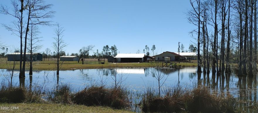 CURRENTLY UNDER CONTRACT, SELLER ACCEPTING BACKUP OFFERS. Move in ready horse farm. 40 acres fenced and cross fenced. Water in all Pastures. Great ranch style home which was remodeled in 2019. New metal roof in 2019. Beautiful 8-acre natural cypress pond - Great Fishing!  Nice back porch sunroom that looks out over the farm land. 40 X 72 workshop with a 20' leanto. This has a concrete floor and electricity. There is a horse barn with 4 Padded 10' x 12' stalls. A lighted arena to practice your riding. So much more! Bring your horses, dogs, other pets and live stock. Bring your children and Make an appointment to see your new home today! All measurements are approximate if important,please verify.