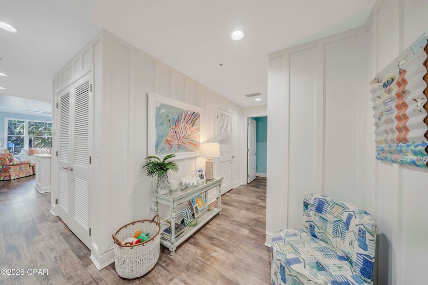 Wow - gorgeous from the moment you open the door!  Experience lagoon-front living in this stunning 2-bedroom, 2-bath coastal residence located in the highly desirable Bay Point community. Your condominium features a fully updated kitchen, new luxury vinyl plank flooring throughout, a brand-new HVAC system, open-concept layout, and elegant board-and-batten wood trim details. Step onto your private balcony—ideal for relaxing or entertaining—while taking in spectacular water views and unforgettable sunsets. Reflections at Bay Point offers breathtaking lagoon and St. Andrew's Bay views along with resort-style amenities including a lagoon pool, heated pool, hot tub, fire pits, outdoor grilling areas, and an owners' lounge.  Residents also enjoy access to Bay Points Nicklaus-designed golf course, Point South Marina, and waterfront dining just steps away.  Ideally located near St. Andrews State Park and the desirable east end, you can take advantage of opportunities for boating, fishing, shopping, dining, and all the attractions Panama City Beach has to offer. Whether you're searching for a primary residence, second home, or vacation rental opportunity, this property checks all the boxes. Schedule your private showing today!