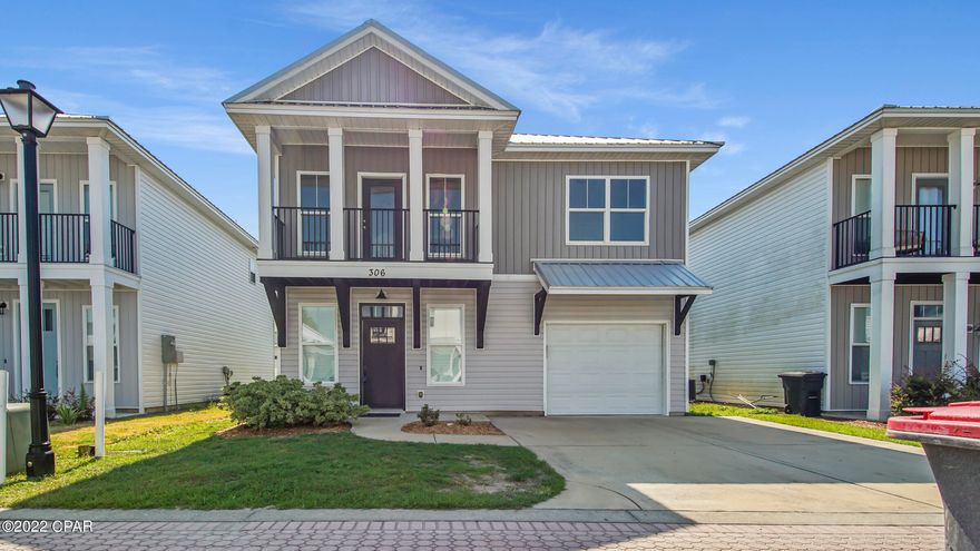 CURRENTLY UNDER CONTRACT, SELLER ACCEPTING BACKUP OFFERS. Charming 3 Bed/2.5 bath + loft home close to Tyndall AFB. This open concept floor plan is spacious with new carpet throughout the upstairs and is freshly painted. The kitchen features quartz countertops, stainless steel appliances, custom cabinets, under-mount sink, pennant lights and breakfast bar. The master suite has a trey ceiling, access to the balcony and an en suite with double vanity and walk in closet. This home has LVP flooring downstairs, a metal roof, plantation shutters throughout downstairs and a 1 car garage. Located in Callaway Corners offering paver streets, driveways, and a park/basketball court. All sizes/info/measurements approx; please verify if important.