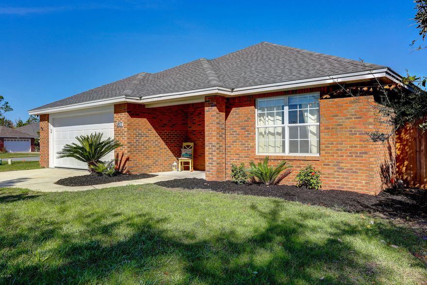 BACK ON THE MARKET DUE TO NO FAULT OF THE SELLER*** Wonderful 3 bedroom 2 bath brick home located at the end of a quiet cul de sac in an established neighborhood in popular Lynn Haven. Home has a charming front porch which leads to a nice foyer, followed by a very spacious living room compete with crown molding and an electric fireplace, then there is a cozy breakfast area with a completely renovated kitchen which includes new stainless appliances, granite counters, new lighting, and opens to a large laundry room with plenty of room for storage. Split floor plan allows for spacious bedrooms, master has trey ceiling, crown molding, new lights, double vanities and large walk in closet.  There is a nice and private back yard for family cookouts. Call for your private showing today. All ages, sizes including sq. ft. are approximate, please measure if important.