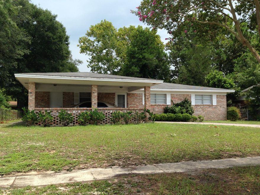 Brick  3 Bedroom 2 bath fully furnished Ranch Home conveniently located near Tyndall Air Force Base. Features include kitchen with a breakfast bar that is open to dining area and living room; laundry room that has room for plenty of storage; covered carport; and  large partially fenced back yard. Home is located in Lannie Rowe Estates a well established community with sidewalks located close to schools, restaurants, and shopping. All measurements are approximately. Please verify if important.