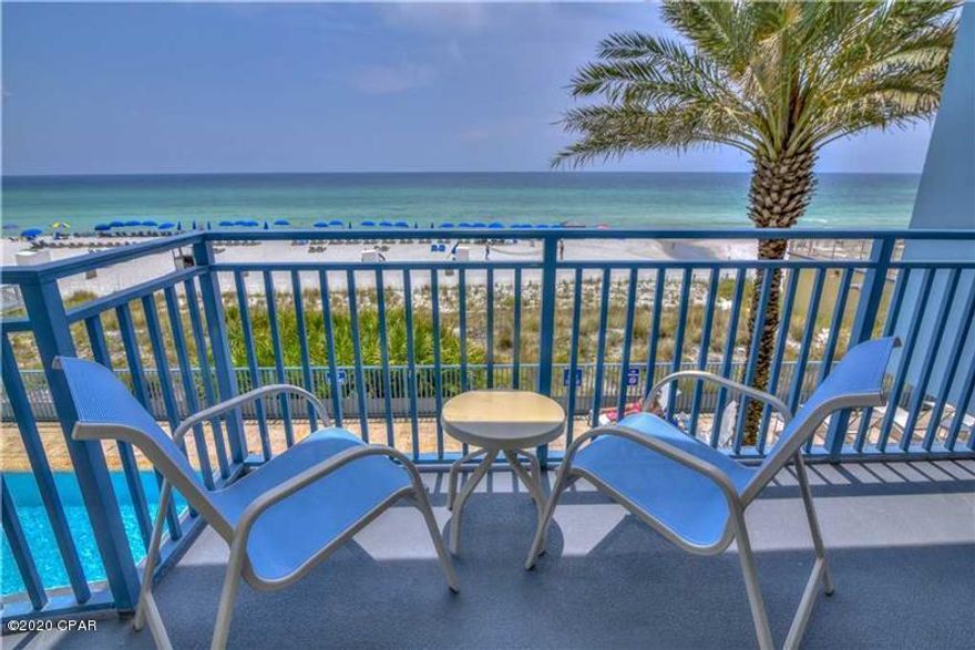 The only 1-bedroom with a Master overlooking the water in Sterling Breeze.  This 2nd floor condo also has a bunk area broken off in its own hallway.  This floor plan is larger than all other 1-bedrooms at Sterling Breeze and has a wider layout.  There is tile throughout the entire condo with the master bedroom and living area overlooking the gulf.  Sterling Breeze features walk in showers in the master bath and kitchen/bathroom designs superior to many other condos in Panama City Beach.