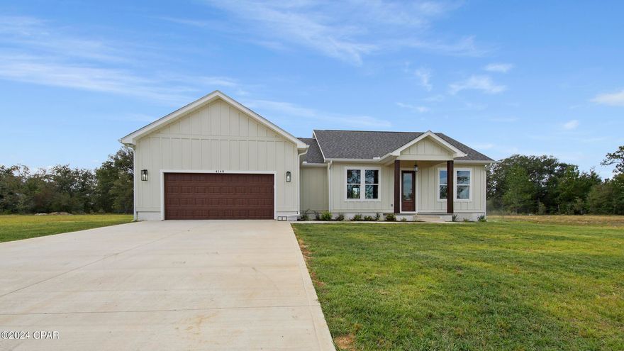 Now offering this custom Modern Farmhouse in the Sunny Hills community on Unit #2 Lot 35 Parcel # 00000000-02-0269-0035. Features include an open floor plan with 3 bedrooms 2 1/2 bath, a walk-in pantry, laundry, mudroom, expansive owner's suite with walk in closet, custom shower and freestanding tub. The 2x6 exterior walls and Hardie Board and batten siding makes the home strong and durable. The Sunny Hills community offers a laid back atmosphere with golf, swimming and fishing in the 26 lakes, several churches, rolling hills and only a short drive to I-10, the beaches and towns. Potential to buy lot behind house, lot to the right of house and lot to the left of the house.