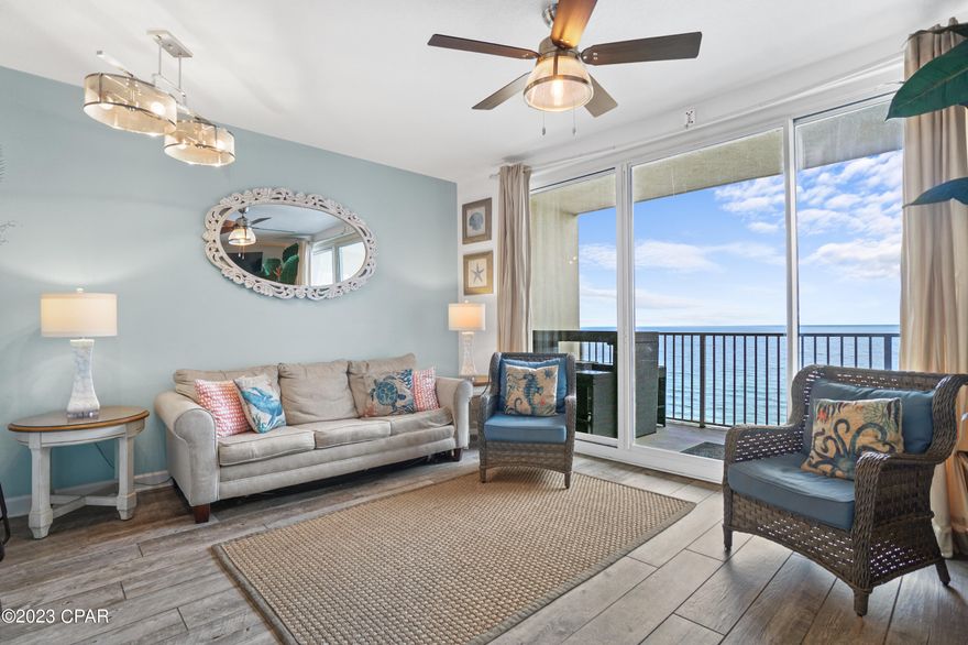 'CURRENTLY UNDER CONTRACT, SELLER WILL CONSIDER BACKUP OFFERS'  This Gulf Front Condo Features Two Bedrooms and a Bunk Room, 2 Full Baths, Gulf Front Living Room, 9ft Ceilings, Kitchen with Granite
Countertops & Breakfast Bar. This unit comes with it's own parking spot. You can drive up and park on the same floor as your unit! Large Terrace has Great Views of the Pool & Gulf. Amenities Include: 18,000+ Sq ft Lagoon Pool Facing the Gulf with Tropical Landscaping, Bridges, Fountains and Recreational Features, Large Heated Indoor Pool, Two Tiki Bars, Fully Equipped Fitness Center with Health Bar, Indoor Spa, Sauna & Steam Room, Game Room, Video Bank, Media Room, Conference Room, Gated Community, On-Site Rental Office, Parasailing, Jet Skis,
Umbrellas/Chairs. Easy Access From All Directions to Restaurants, Entertainment, Pier Park, Shopping and Golf Courses.