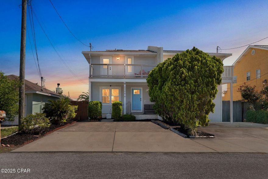 Perfectly updated coastal home just a 5-minute walk to the sugar-white sands of Panama City Beach. This beautifully maintained two-story townhome is designed for comfort, relaxation, and effortless beach living. Offering 3 bedrooms and 2 full bathrooms, the home provides generous space for family and guests. Two bedrooms feature private decks, including a primary suite with a peek of the Gulf. The bright, open downstairs layout flows into a spacious kitchen with a large granite island, abundant cabinetry, and windows that bring in natural light. Step outside to a covered deck, dedicated laundry area, and fully fenced backyard—perfect for outdoor dining or unwinding after a day at the beach. No HOA and no rental restrictions (including short-term rentals) provide outstanding flexibility for full-time living, a second home, or investment use.
Recent updates include: Lighting fixtures, electrical outlets, refinished flooring, interior and exterior paint, interior doors, outdoor deck, furnishings and décor, septic pumped (6/2024), HVAC (2019), Roof (2019), and all new high impact hurricane windows (2023). This home is being sold fully furnished. Located on the quiet East End of PCB, you're a short walk or golf cart ride to the beach, Rick Seltzer Park, St. Andrews State Park, Marinas, Fins Island Style Grub, Schooners, Dat Cajun Place, local restaurants, shopping, public boat ramps, and popular family attractions. This charming coastal retreat won't last long—schedule your showing today! All information is deemed reliable but should be verified by buyers.