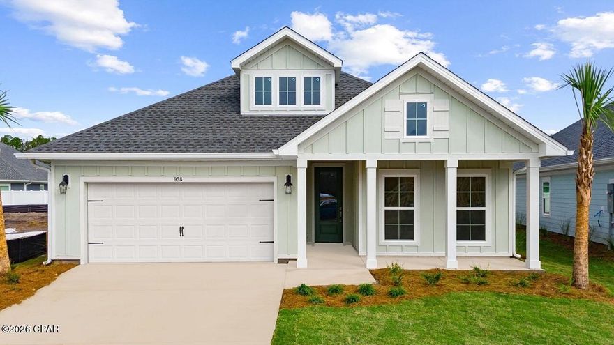 This beautiful single-story home boasts over 2,000 square feet of bright, open living and entertaining space. Entering this home, you will find EVP flooring leading to the open concept living area, brightly lit by the many windows. Elegant interior features include EVP flooring, quartz countertops, an elegantly designed kitchen and spacious bedrooms.  



The chef-inspired kitchen faces the living area and features a large center island with a single basin undermount sink, quartz countertops, stainless-steel appliances including a gas cooktop, and a large walk-in pantry. Near the back door, you'll find a secluded hall leading to the primary bedroom and an extra linen closet. In addition to privacy, this bedroom has natural light from the large windows, elevated ceilings, and sleek EVP flooring. The primary bath includes a dual sink vanity with quartz countertops, a linen closet, large tile shower, and an oversized walk-in closet with wood shelving. 
The laundry room can be found in the mudroom just off the foyer with the door to the garage. 
Beyond the interior features and details, every home is equipped with Smart Home Technology. This thoughtful integration of technology ensures that your new home is perfectly designed to meet the demands of modern life. Enjoy quality materials and workmanship throughout, with superior attention to detail, in addition to a one-year builder's warranty. Contact us today to schedule a tour.