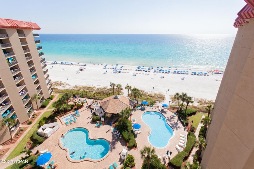 Experience breathtaking 10th-floor Gulf-front living in this beautifully appointed 2-bedroom, 2-bath condo. From the moment you walk in, you're greeted with sweeping views of the emerald waters and sugar-white sands below.

The spacious master bedroom features large windows that frame the coastline perfectly. The open living and dining area provides plenty of space to relax or entertain, all while enjoying those Gulf views.

The condo has also been thoughtfully maintained, with the hot water heater replaced this past spring  with a tankless water heater and the AC replaced this summer—providing peace of mind for years to come.

Located in one of Panama City Beach's most desirable Gulf-front communities, you'll have effortless access to the beach, nearby dining, shopping, and endless coastal activities. Whether you're looking for a full-time residence, a vacation home, or a high-demand rental opportunity, this property checks all the boxes.

Don't miss your chance to own a piece of paradise—schedule your private showing today!