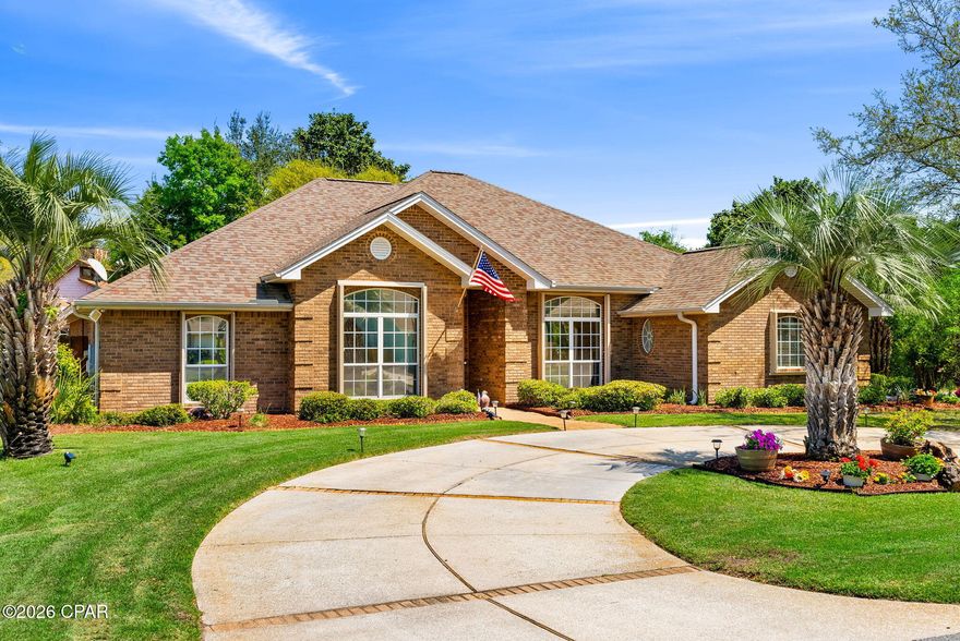 Corner Lot | Room for Boat/RV Parking | Workshop | Multiple Outdoor Living Spaces -- Minutes to the Beach, State Park & Downtown Panama City
Positioned on a corner lot with extra parking and room for your boat or RV, this all-brick home combines space, flexibility, and location in one clean package.
Inside, 10-foot ceilings and wood flooring create an immediate sense of openness. A formal dining room sits just off the entry, while a flex space with closet offers options for a home office, 4th bedroom, or secondary living area.
The foyer opens up into a spacious great room with fireplace, seamlessly connected to a well-appointed kitchen featuring a kitchen island, bay window breakfast area, solid surface countertops, pantry (in the hall), and extensive cabinetry.
The split floor plan provides privacy, with a primary suite designed for comfort: trey ceilings, dual walk-in closets, separate vanities, a large tiled shower, and a soaking tub, plus two dedicated linen/storage closets.
Two additional bedrooms feature brand-new carpet, and the laundry room is fully equipped with a sink, storage, and built-in ironing station.
A true standout: the 16x24 finished workshop with window unit A/C, vaulted ceiling--ideal for a home office, studio, or serious hobby space.
Outdoor features that set this property apart:
* Fully fenced backyard on a private corner lot
* Circular driveway for guest parking
* Dedicated side driveway for boat/RV parking
* Extended screened-in porch with nearby half bath
* Zoysia lawn with irrigation well to reduce water costs
Major improvements already completed:
* Roof (2018/2019)
* HVAC / Heat Pump (2017)
* Irrigation + well (2016-2018)
* Workshop addition (2015)
* Hurricane shutters (2023) + UV window protection (2022)
* Refrigerator (2022)
* Garage door & opener (2025)
* New bedroom carpet (2026)
With an oversized garage, functional layout, and hard-to-find parking flexibility, this home checks boxes that many others miss--especially this close to the beach. The Floor Plan including furniture, measurements and dimensions are approximate and for illustrative purposes only. Always double check any measurements, or details that are important. Some images have been virtually staged to better showcase the true potential of rooms and spaces in the home.