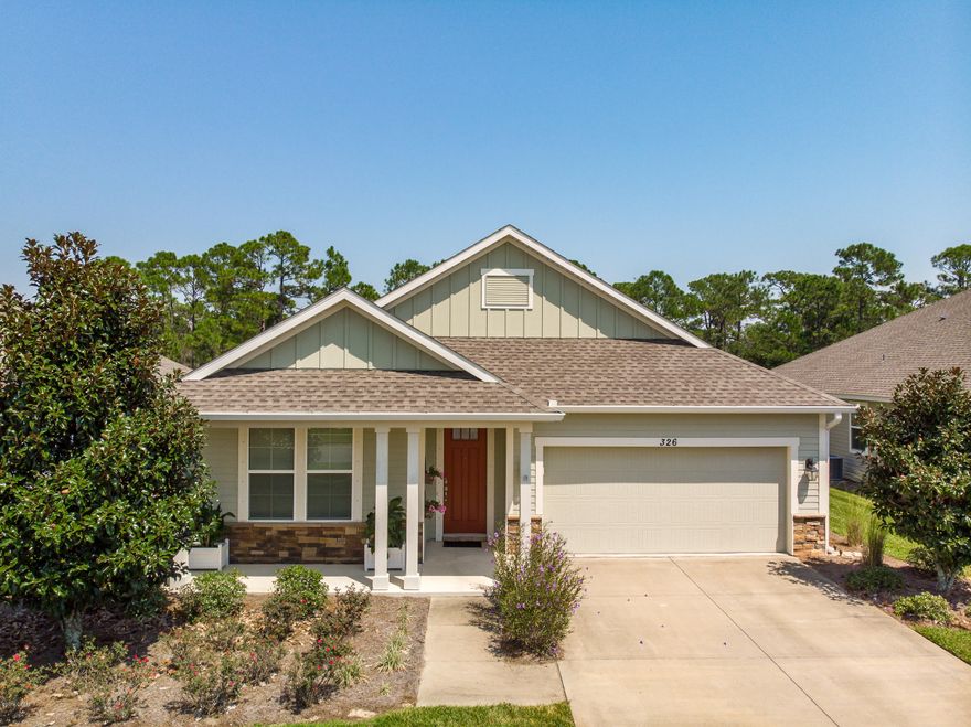 beautiful well kept home in whisper dunes! cobia floor plan features 3 bedrooms 2 baths open floor plan!  overlooking the conservation area the screened porch is the perfect place for morning coffee! engineered hardwood in main living areas, carpet in bedrooms. white cabinets in the kitchen with an awesome breakfast bar. use one of the secondary bedrooms as an office or guest room.  Master bedroom is spacious with a trey ceiling and a view of the conservation area. community pool, double sidewalks and street lights through the community. did I mention that lawn maintenance is included in your HOA??  this one will not last long!