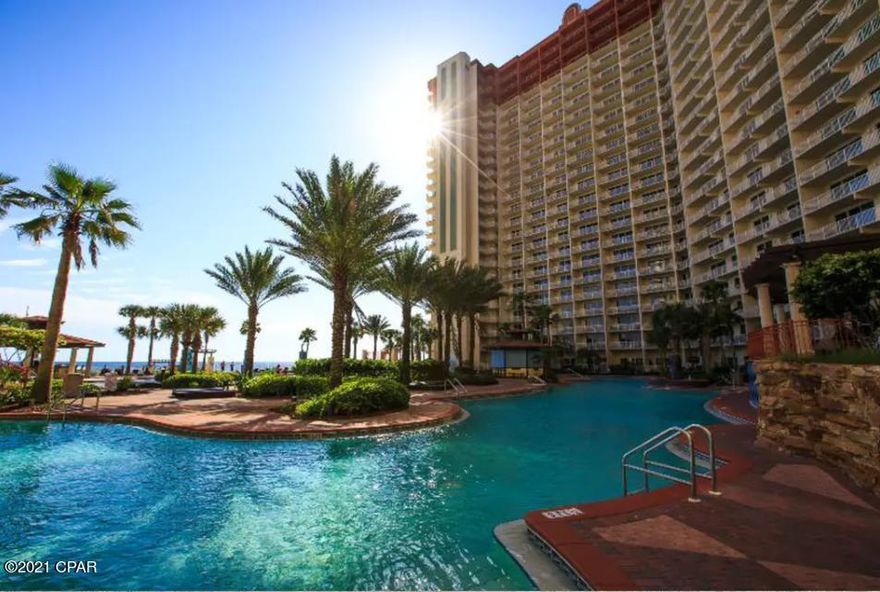 Premium Beach Front View Condo located in one of the premier resorts in Panama City Beach. Highly desirable ''I'' Floorplan, features unhindered views of the white sandy beaches & emerald coastline. This condo's beachfront location is absolutely unbeatable! The condo comfortably sleeps six people with the spacious owner's bedroom, bunk area, and a sleeper sofa. It's being sold fully furnished and includes parking space on the same floor as the condo! Shores of Panama, is a 23 story Tuscany style condominium of gulf front luxury accommodations offering unparalleled amenities including almost 500' of Gulf frontage, 13,966 sq. ft. million dollar Gulfside, zero entry lagoon-style gulf side pool, Gulf side hot tub, Large heated indoor pool & hot tub, Covered on-site parking deck, Health center with fitness equipment, Two tiki bars serving lunch and dinner, Beach activities and rental services, Free high-speed internet access, and more, surrounded by beautiful exterior details. The Shores of Panama is an excellent location on the beach next to Pineapple Willy's and is within walking distance of other restaurants and entertainment. Like thousands of visitors each year, your family will LOVE Shores of Panama.