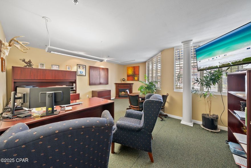 1906 sq ft professional office space fronts Harrison Avenue in the desirable 400 block of Downtown Panama City. 
One large executive office, two senior level offices, three staff offices, a conference room, a storage area, two accessable bathrooms, and breakroom. Excellent parking lot off the rear building entrance. 
This space has been occupied consistently since the building was rebuilt in early 2000s.