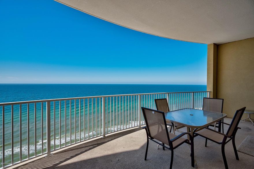Always dreamed of owning a penthouse unit with phenomenal views of the Gulf of Mexico? This is an incredible opportunity to own a fully furnished & decorated 2-bedroom penthouse for under $300k, which is hard to come by. Interior features include raised ceilings, crown molding, Gulf front master bedroom and an open floor plan. There are tile floors throughout the unit, which is a great feature for being on the beach. The expansive curved 271 foot balcony lends stunning views of Gulf of Mexico. The master bedroom also has balcony access and an on-suite bathroom with tile floors. The is split from the guest bedroom for privacy and features a king bed. The guest bedroom has two queen beds and an en-suite bathroom. There is a stackable washer & dryer in the unit and an owner's closet. Ocean Villa is located directly on the beach on Front Beach Road near Thomas Drive. The resort offers an incredible paver stone pool deck with two Gulf front pools (one indoor/outdoor), a hot tub, gas grills and plenty of space to lounge. There is also a fitness center and steam & sauna to enjoy. Lush tropical landscaping surrounds the property and there is an elevated skyway with covered parking garage. Located in the heart of Panama City Beach, take a walk to one of many restaurants in the area, or shop at one of the local boutiques. Do not miss out!