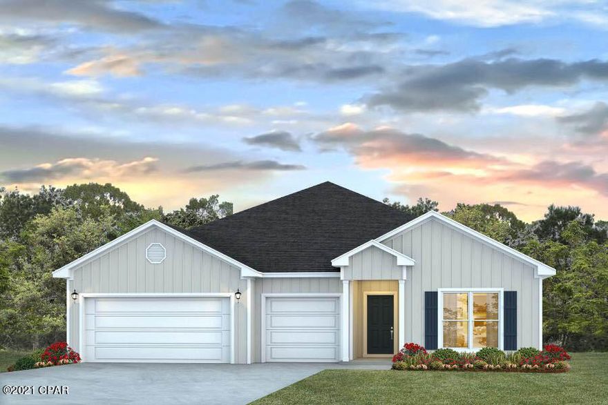 The Camden plan is an impressive 4 bed, 3.5 bath home located in the Plantation at College Point Community! As you enter this home, you will find elegant 9' ceilings and EVP flooring throughout, excluding the bedrooms which has frieze carpet. Beautiful interior doors with brushed nickel hardware and granite kitchen and bath countertops with undermount sinks are just a few of the added details. The home is equipped with stainless steel Whirlpool® appliances which include a smooth top stove, microwave, and dishwasher. This home is located just minutes to nearby schools, restaurants, shopping, and quick drive to popular attractions along Panama City Beach. This home comes standard with a Smart Home Technology package which includes a KwikSet keyless entry, Skybell doorbell, automated front porch lighting, an Echo Dot device, and Quolsys touch panel which can be integrated to control your lighting, thermostat, front door and so much more.

This home is being constructed with the Zip Sheathing system, providing greater protection than a traditional housewrap from damages due to wind, rain, and extreme weather. A builder 10-year structural warranty is also included.

Pictures may be of similar, but not necessarily of subject property, including exterior and interior colors.