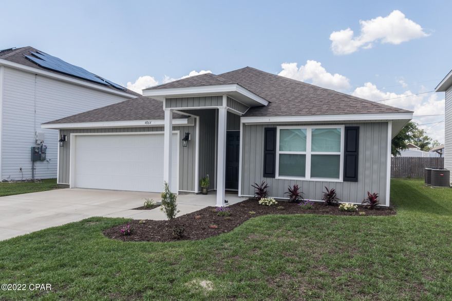 CURRENTLY UNDER CONTRACT, SELLER WILL CONSIDER BACKUP OFFERS. Price Improvement! Welcome home to Brighton Oaks, a quiet neighborhood near all that Panama City has to offer. The Cali floor plan greets you with a cozy covered front porch, a spacious entry area, and open living area complete with large kitchen island and breakfast bar, nicely appointed kitchen with pantry, and new appliances. Wide open space overlooks the dining and living areas, with lots of natural lighting and access to the covered rear patio for morning coffee or afternoon BBQ's. Separated master suite features recessed lighting, walk-in closet, large soaker tub, and dual vanity. Nicely appointed guest bath and additional bedrooms for guests, hobbies, or a fitness room. Located close to charter schools, numerous parks, sports complexes, dog park, and Lake/Bay/Gulf access boat ramps within 10 minutes. Built in 2021, this home offers efficient and comfortable living, easy maintenance, affordable utilities, low cost home insurance, and no flood zone!

This home was constructed with a Zip Sheathing system that provides extra protection from damages due to wind, rain, and extreme weather. This modern home is also equipped with a Smart Home package including keyless entry, Skybell doorbell, automated front porch lighting, an Echo Dot device, and Quolsys touch panel which can be integrated to control your lighting, thermostat, front door and so much more.