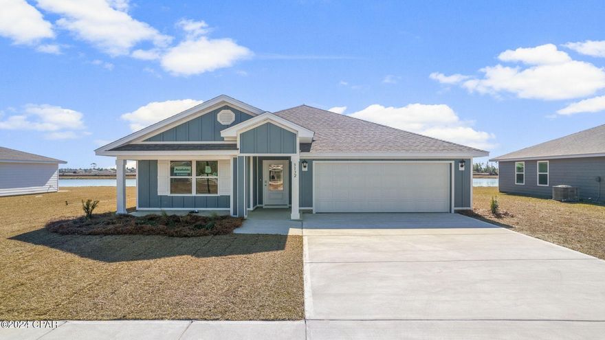 As you enter this Cali floorplan you will find traditional 8' ceilings. Engineered Vinyl Plank flooring in all common areas of the home and carpet in bedrooms. Open concept floor plan for entertaining. The kitchen has a center island, a large pantry, White Cabinets with durable quartz countertops. The kitchen is equipped with Brand name SS Range, Dishwasher and Microwave. A standard Smart Home package includes a KwikSet keyless entry, Skybell doorbell, automated front porch lighting, an Echo Dot device, and Quolsys touch panel which can be integrated to control your lighting, thermostat, front door and so much more. A builder 10-year structural warranty is also included. Hodges Bayou is just a short drive to schools, restaurants, beaches, and all that Bay County has to offer. Family time can easily be enjoyed biking or taking evening walks to catch those gorgeous sunsets over the bayou. Sidewalks wind throughout for you to enjoy nature at its finest.