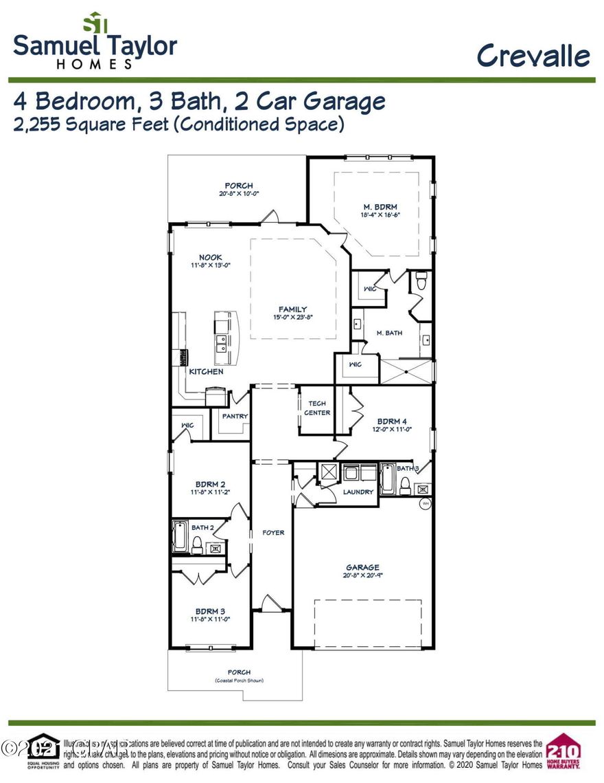 This Crevalle floor plan with Carolina elevation is a Samuel Taylor built home that features 2255sqft and a 2-Car garage. The kitchen highlights beautiful granite countertops, a spacious island, stainless steel appliances, a gas stove, microwave, dishwasher, disposal, and tasteful backsplash. The master bedroom houses a spacious bathroom with a separate shower and walk-in closet. With 9 and 10 foot ceilings, tile and carpeted floor, and recessed lighting, this home is comfortable and pleasing to the eye. Showcasing a large front an back covered porch, you would be ready to entertain or simply enjoy the gorgeous neighborhood view. Upgrade options are available. Please visit the Model home located at 206 Basin Bayou Drive for more information!



See attached document.