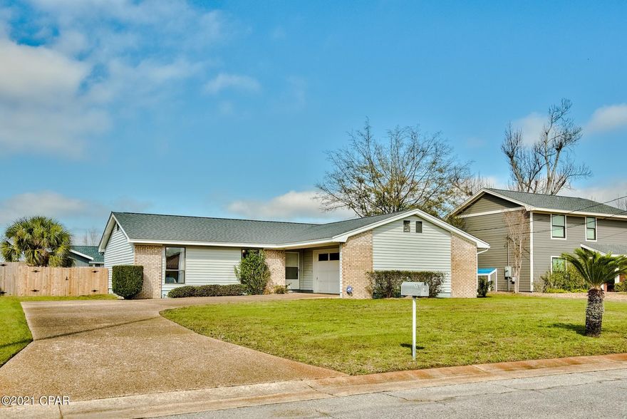 Centrally-located in the well-established neighborhood of Forest Park, this well-maintained property is ready to call home. Recent upgrades to the home: new roof to include gutters and soffits, new HVAC, new windows and fenced back yard. This open floor plan has a floor-to-ceiling brick fireplace and vaulted ceilings. Right off the dining room, you'll enter the back patio with an expansive yard, and room to add a pool. Kitchen has upgraded, custom cabinetry, with peninsula bar seating and an in-kitchen dining nook. This home is three bedrooms, two bathrooms with a two-car garage. Location is everything and if you want to to be in the middle of town, this is your home! Buyer to verify all measurements, if important.