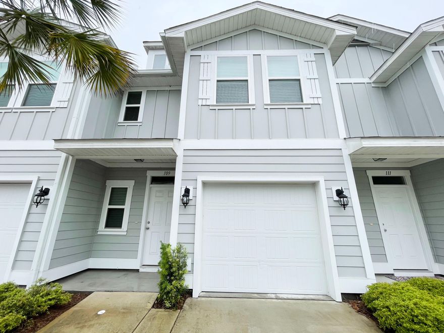 Wonderful newer built townhome centrally located near shopping, dining, great schools and only minutes from the ''World's Most Beautiful Beaches''. This immaculate home offers 9' ceilings on the main floor with beautiful white cabinets, granite counter tops, and luxury vinyl flooring. An open and spacious living area as well as a spacious owner suite upstairs with a large walk-in closet and gorgeous master bath with high double sink vanity & beautiful tiled shower. The secondary bedrooms are spacious as well as the bathroom. Waterfall Townhome community offers a beautiful community pool for residents.14 miles from Rosemary Beach, Inlet Beach, 30A. 22 miles from Tyndall, 6 miles from Navy base. 3 miles from the beach.