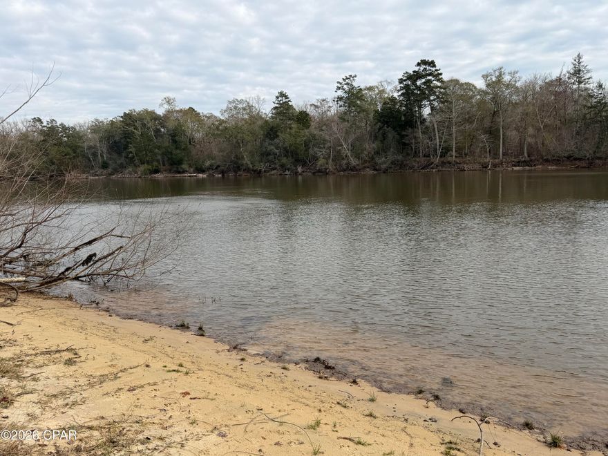 Riverfront Property on the Choctawhatchee River!  1/2 mile from the Ebro boat ramp at  and the park adjacent to it.  The property has power box on property.  This land needs to be cleared to build your own riverfront home or weekend getaway fish camp.