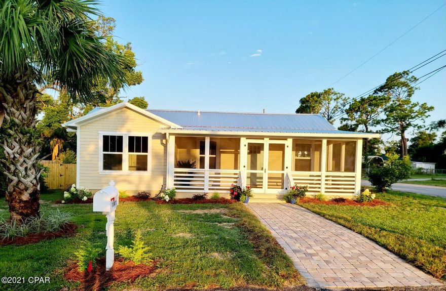 This property has been completely reengineered & remodeled in 2021 and is a gorgeous example of what a coastal cottage should be! The front screened porch is comfortable and inviting as you approach the front door from the street. Inside you will find all of the modern amenities along with all new appliances, quartz countertops and pine ceilings in the living and kitchen areas. The master bedroom features a large sitting area flowing into the master bath with twin vanities. A very well landscaped yard with a sprinkler system and privacy fencing is ready to be enjoyed from the patio out back. This property provides privacy and space on a .21 ac lot while being within walking distance to all the shopping & dining that historic St. Andrews has to offer.