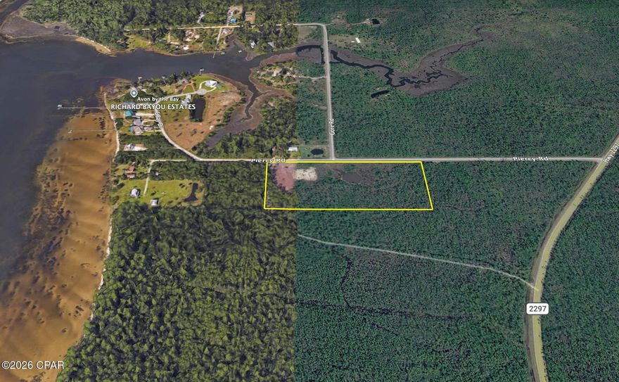Enjoy the best of both convenience and nature with this 9.5-ACRE parcel ideally located between Sandy Creek Airpark and Eastern Shipbuilding. The property features a freshwater pond and sits less than 1/4 mile from East Bay. Surrounded by natural beauty, you'll find plenty of wildlife, including deer, right in your backyard! A great spot for a private homesite or weekend retreat.