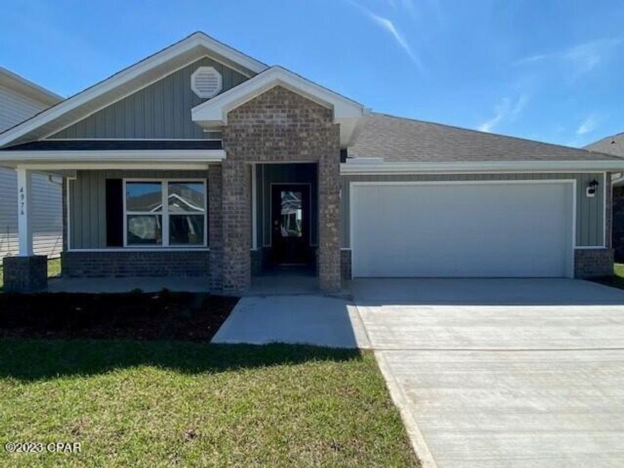 Liberty neighborhood is conveniently located in beautiful Panama City off of Star Avenue near 231. Located just 25 minutes from Tyndall Airforce Base, 20 minutes to hospitals, and less than 15 minutes to shopping, restaurants, and grocery stores you will be amazed at the convenience once you enter the winding entrance to this beautiful sanctuary. Liberty, D.R. Horton's premier new lifestyle community, offers a 7,500 square foot community center with full gym, wellness rooms and much more. Additionally, behind the community center is a water wonderland with resort style pool, splash pads, and an outdoor grilling kitchen with seating. Just when you thought it could not offer more, there are sidewalks, ponds, fountains, and conservation areas throughout this beautiful neighborhood full of nature.

When you enter the Cali floorplan through the prairie door you will notice immediately the brightness of the entry hallway. This 4 bedroom 2 bath, 1830 square foot, home is an open floorplan with two bedrooms separated by a full bathroom at the front of the home and one bedroom across the entry hallway affording family and friends alike privacy when visiting. The large kitchen island overlooks the dining room and living room allowing all to be together or doing individual tasks in each area. The main areas of the home as well as the bathrooms and laundry have beautiful luxury vinyl plank while the bedrooms offer plush carpeting. The spacious primary bedroom leads to the large bathroom featuring a soaker tub, large shower, water closet, and a massive closet. This home is situated on beautiful lot backing to the conservation area and a gorgeous pond. This 4-sided brick home comes with the front, sides, and backyard sodded.