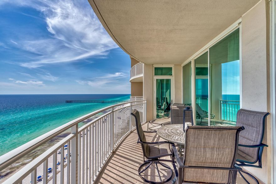 Welcome to Aqua Condo 1603 in Panama City Beach, Florida!! Two Large Beachfront Bedrooms with access to a comfortable, bow shaped balcony with extraordinary views make this one of the best floor plans anywhere on the beach! The open kitchen, dining, living space also features excellent views and balcony access while a 3rd bedroom with en-suite bath is also offered in this popular plan. These condos are true rental magnates and Aqua is one of the premier developments on Panama City Beach's west end just 1/4 mile to all of the activities at Pier Park.  Aqua offers all of the amenities you need with two gulf front pools, hot tub, gulf front fitness center, covered parking, community room, tropical landscaping and more!  Don't miss out on this condo priced below recent comps on this plan!