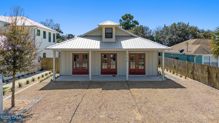New construction coastal retreat in the heart of Panama City Beach offering 4 bedrooms, 3 full baths, and nearly 2,000 square feet of thoughtfully designed living space. This split-bedroom floor plan was created with both everyday comfort and vacation living in mind.

The open-concept kitchen, dining, and living area flows seamlessly onto expansive covered porches totaling approximately 630 square feet—perfect for enjoying coastal breezes, morning coffee, or evening gatherings after a day at the beach. The spacious primary suite features a private bath and generous walk-in closet, while three additional bedrooms provide flexibility for guests, family, or rental accommodations.

Outdoor living truly shines with a private pool, outdoor shower, and dedicated pool equipment vault. The 50' x 107' lot offers excellent space while maintaining low-maintenance appeal—ideal for full-time residents, second-home owners, or short-term rental investors.

With 1,947 square feet of heated and cooled space and 2,577 total under roof, this home delivers the layout buyers are looking for in Panama City Beach. Located just minutes from the Gulf of Mexico, Pier Park, dining, shopping, and entertainment, this property combines location, functionality, and coastal charm in one beautiful package.
