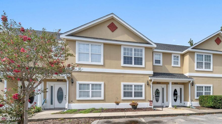 'CURRENTLY UNDER CONTRACT, SELLER WILL CONSIDER BACKUP OFFERS' Annabella's Townhomes is a gated community nestled just off HWY 98 in Panama City Beach. This charming townhome offers an open floor plan with 2 bedrooms and 2.5 baths. The first floor consists of a spacious family room featuring 9-foot ceilings with adjoining dining area that is open to the kitchen for easy entertaining, a half bath, and laundry. The Kitchen is equipped with stainless appliances, granite countertops, breakfast bar, and pantry. Off the kitchen, enjoy your early morning coffee or evenings from your back patio. On the second floor you will find the Master suite. The adjoining ensuite bath features a double sink vanity and walk-in shower. The guest bedroom has a walk-in closet with full private bath. This well-maintained townhome received numerous updates in 2021 to include new paint throughout, light fixtures, refrigerator, range, microwave, washer, dryer, pavers, plants and fence on the back patio,. The second floor updates included LVP flooring and wood treads added on the stairs. All toilets were replaced in 2022. Community amenities include a Swimming Pool, Clubhouse for entertaining, and Fitness Center. Annabella's Townhomes are just minutes to the white sandy beach, Pier Park, restaurants, shopping, and entertainment. Make an appointment to see this standout townhome today! One year Home Warranty being offered by sellers. All measurements are approximate and should be verified by Buyer.