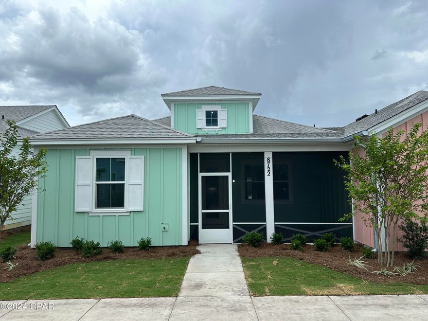 Offered at an incredible price, this brand new ''Camelia'' cottage home is located in the amazing adult, 55+ community of Latitude Margaritaville Watersound.   You've wanted a neighborhood with great people and great amenities; and you have found it here!  A place to call home where you can have casual strolls in a gated community or get as involved as you want to with fun, energetic people who know how to have fun!  First-class amenities await in Margaritaville where you can relax by the pool, dine at their amazing on-site ''Bar and Chill'' restaurant, or get your workout in with their large gym, pickleball or tennis.  Whether attending weekly concerts at the onsite amphitheater or just taking your dog to the large dog park - Barkaritaville - there are amenities for everyone.  The Camelia home is a two-bedroom, two-full bath, 1320 sf home that pairs up next to a Dreamsicle cottage home; superior sound proofing construction make it a quiet neighbor.  This home comes with the builder warranty with Master Care and is LOADED with options including things like 8' interior doors throughout, recessed lighting throughout, Rinnai tankless gas water heater, extended island in the kitchen, undercabinet lighting, impact resistant energy efficient windows, Taexx® pest defense system, and many more too numerous to list!  See the documents for a complete list of structural and design options added to this home.  This home is under construction with a planned close date of August 29, 2024; the first day you could close with purchase.  This was to be the retirement home for the seller, so they put many upgrades into the home; a change of plans is causing the sale.   The lifestyle at Margaritaville is incredible; you have found your home here and come be a part of this amazing community all at a great price!  Just seven miles from the world's most beautiful beaches and right next to the intercoastal waterway, your paradise awaits!