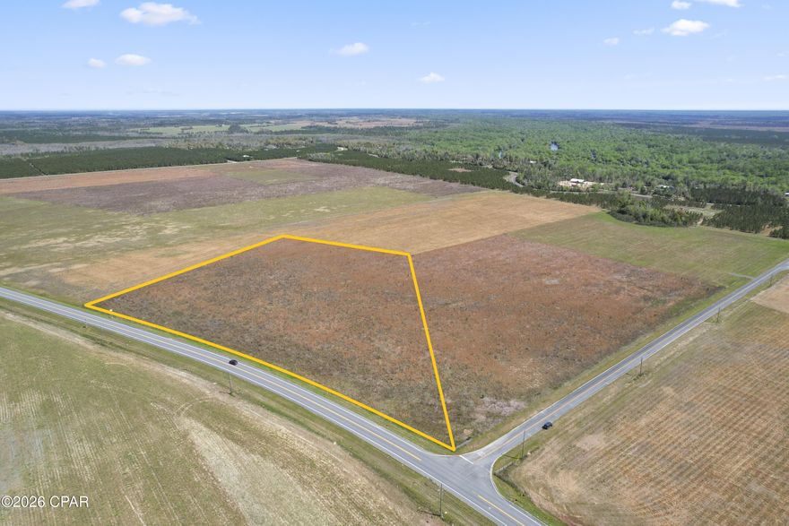 Corner 10.42 acre lot off a paved State Road offered as is.  The lot is close to the Chipola River,  and boat ramp.  The parcel is is nestled away in quiet setting and a perfect home site, possible development, small farm or an investment. The lot  next to this one is also for sale.