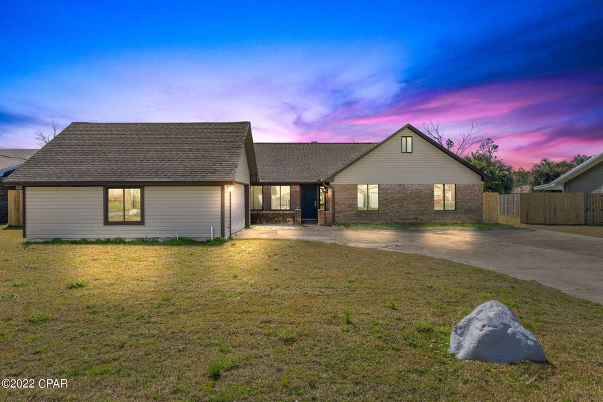 Welcome to 1011 Kimberly Lane, a 4-bedroom, 2.5-bathroom home with a 15x30 pool that is nestled on a large canal-front lot! With 97' of canal frontage, you have direct waterfront access to Upper Goose Bayou and North Bay.  You are just a quick & relaxing boat ride to Shell Island and the Gulf of Mexico! This charmer features a wood-burning stone fireplace, an oversized two-car garage, all new sprinkler system that runs off the well, fenced back yard, as well as a dock and seawall. A new Septic system was installed in 2021 and a new pump for the pool was also recently installed. This home is a fixer-upper and a great investment opportunity. Add your finishing touches to the primary bathroom and enclosed back patio that is also heated and cooled. This home does not need much to bring it back to life.  Schedule your private viewing today!