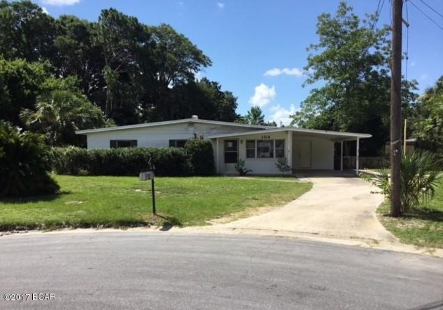 Located on cul-de-sac and large lot with fenced back yard. 3BR/2B with 1,075 SF living area. There is a sunroom, attached carport and storage building in back yard. Being Sold ''AS IS''.