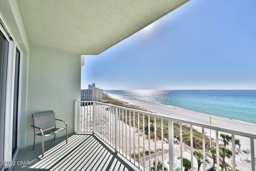 Rental Machine at Boardwalk in Panama City Beach!  Projections 120k! 3 bedrooms, 3 full baths and a bonus bunk room so this condo rents like a 4 bedroom! Enjoy a second master that can also be a lockout, featuring an incredible bath, kitchenette, and private balcony. 601 is the perfect floor height in the building with a spacious balcony overlooking the pool and beach!  Gorgeous floor to ceiling windows, tile floors throughout, 9 ft ceilings, 2 HVAC systems, 2 hot water heaters, and a great open layout for easy condo living! Boardwalk Beach Resort is a premier community with gulf front pool, poolside tiki bar, general store, fitness room, convention center, and more.  New buyer must stay on current rental program.