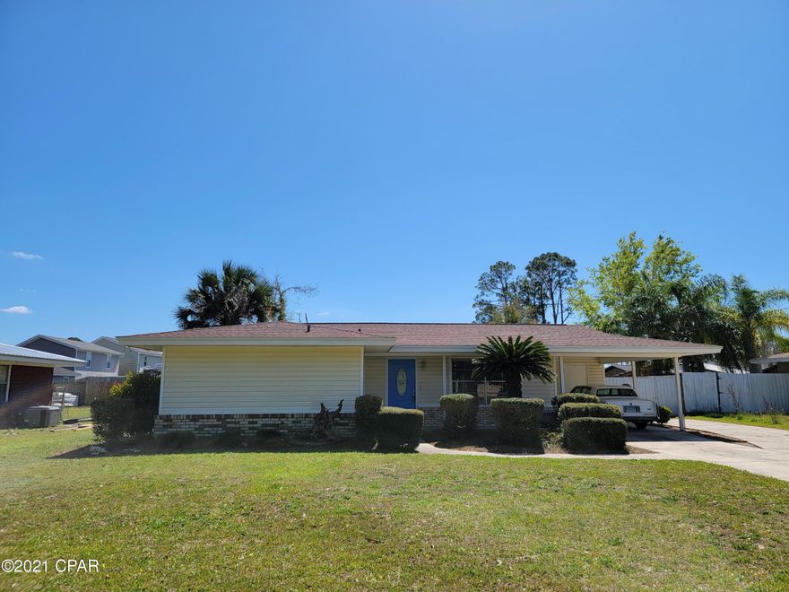 This remarkable 2/2 with 10x20 bonus room. Has been impeccably maintained and updated. Featuring a brand new roof (Oct 2020) AC and Appliances are less than 3 yrs old. 2 HW heaters. Gas range in the kitchen, tile throughout. The master boasts a large walk in closet, and full master bath. The additional bedroom is good sized with ample closet space. The bonus room could be used for a 3rd bedroom, office, or living area. Huge well manicured lot, on a quiet street. Fenced backyard for privacy, kids, or pets. Minutes away front the NEW PCB Sports Complex, walking distance to St. Andrews Bay, Hathaway Bridge, Navy Base and 4 miles to public beach access. You do not want to miss this one. Call today to schedule your private tour.