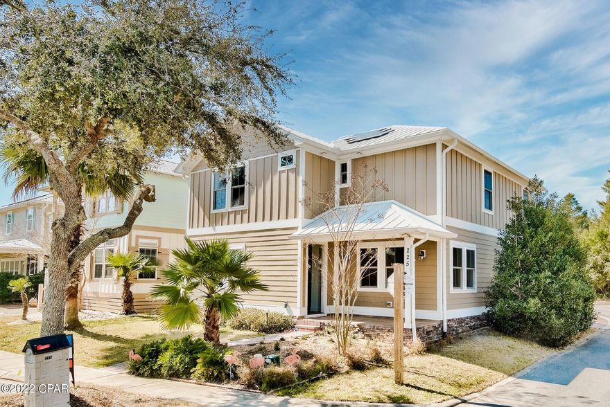 CURRENTLY UNDER CONTRACT, SELLER ACCEPTING BACKUP OFFERS Looking for a pristine custom-built home by Joe Rudolph in the popular community of Turtle Cove conveniently located to shopping and a public beach access. As you enter this stunningly refined 4 bed-3 full bath cottage, you will love the open living concept with 9' ceilings and crown molding. Built in bookshelves, a beautiful kitchen, large granite island, oversized pantry and stainless-steel appliances is perfect for entertainment. A downstairs bedroom and a large upstairs sitting area are a bonus. Large master w/two walk-in closets, and two additional bedrooms make this a perfect size. An oversized 2 car garage, two A/C units, 2X6 construction, hurricane impact windows, and beautiful custom shades are some of the upgraded features  new solar panels to save on electricity bill and a 25 yr. warranty that transfers to the new owner.  Solar Panels sit on a seamless metal roof. An extremely low electric bill can be yours!  This community is known for its amazing amenities which includes lakefront community pool, private gym, tennis courts, dog friendly green area & its own amphitheater! Close to a public beach access and just a short distance to Inlet Beach, 30A. This home is in a non-short term rental community and will make a perfect second home or permanent residence.