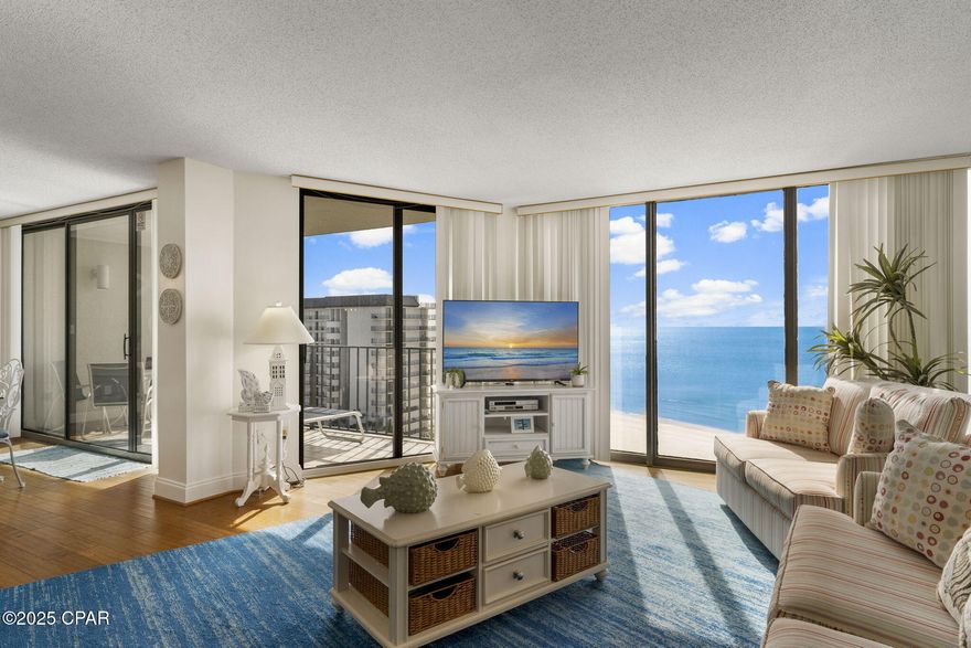 Over $47k GRI so far in 2025! Welcome to Edgewater Beach Resort #1111, one of the nicest gulf front units in highly sought after Tower 1, located closest to the 11,500-square-foot lagoon-style pool. This fully furnished 2Bd/ 2Ba gem spans over 1,366 SqFt perfect for full-time living, a vacation home, or as investment property. Generous windows invite natural light and offer serene views of the gulf. Inside you'll find modern furniture, tasteful decor and lighting, durable hardwood and tile flooring throughout. The kitchen boasts white cabinets and appliances, granite countertops and a mirror backsplash. Both bathrooms are light and spacious, and the generous master en-suite features a large double vanity and soaking tub. Edgewater Beach Resort is secure, gated community offering an unparalleled lineup of amenities, including a private beach, 11 swimming pools (10 heated in cooler months and an expansive 11,500-square-foot lagoon-style pool with waterfalls and cabana rentals), four Gulf-facing hot tubs, a kids' splash pad, an executive par-3 golf course, 10 tennis courts, 5 pickle-ball courts, 10 shuffleboard courts, a basketball court, a complete fitness center, on-site restaurants dining, as well as EV-charging stations, trailer/boat/RV parking, and a convenient tram system. Just across the street, you'll find top-rated dining at Firefly, pampering at Bella Day Spa, and family fun at Rock'It Lanes bowling and arcade. Call now to schedule your private and exclusive tour!