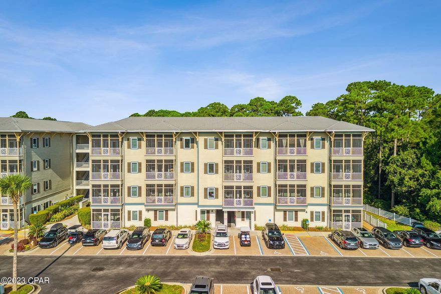 Looking for your perfect beach retreat on 30A...this is the one! Beautiful 3 bedroom/2 bath condo with screened porch overlooking wooded area for your morning coffee, top floor unit located conveniently to elevator, gated community, community pool, centrally located to shopping and restaurants, several within walking distance, short bike ride to Seaside. New LVP  flooring, appliances, furniture, beds and home decor in February 2022. Storage closet located right outside of unit. Beach access within walking distance.