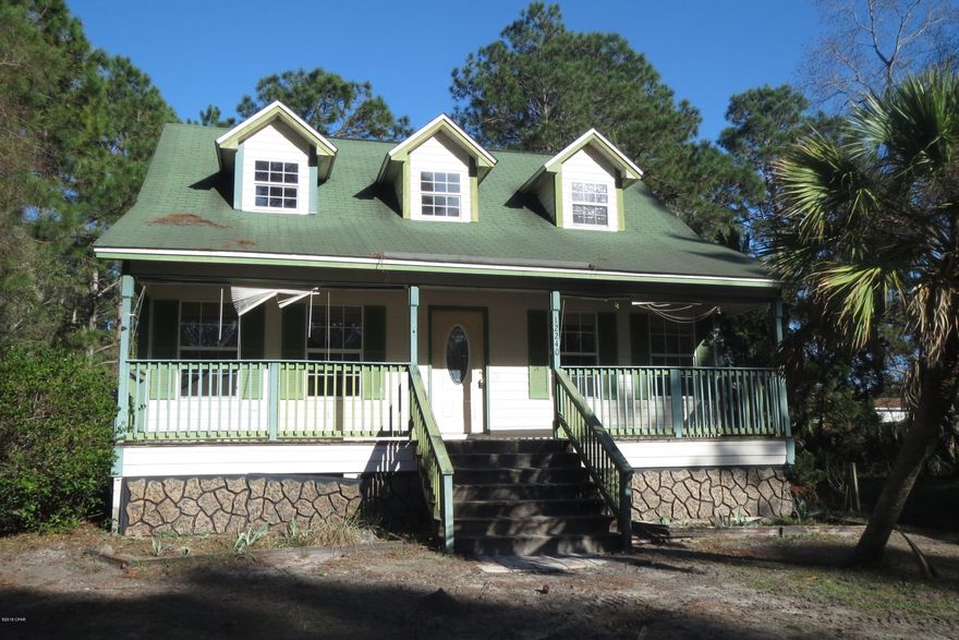 LOCATED JUST OUTSIDE OF SANDY CREEK, this three-bedroom home features a full kitchen, dining and living area, a Master bedroom and Master bath, along with a half bath, and all on the first floor.  The second floor has two good-size bedrooms and a full bath.  Situated on a large lot and set back from the road, this property offers both acreage and privacy.  Home being sold in its AS IS condition.