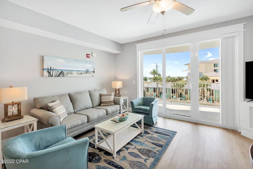 CURRENTLY UNDER CONTRACT, SELLER WILL CONSIDER BACKUP OFFERS **$38K in rentals in only 7 months (May  - Dec 2021)** This 1BR/2BA+BUNKS in the NEW Calypso Tower 3 is one of only TWO 1BR units that was built like this with a wrap balcony. Numerous upgrades included shiplap, custom trim and custom bunks. Offered fully furnished and ready to rent or enjoy, this beautiful condo is easy to access from the pool so no long waits at elevators. Enjoy new amenities like the Emerald Hub (food, drinks and beach shop) along with the new fitness center, hot tub and tiki bar. Be sure and make an appointment to see this special uint.