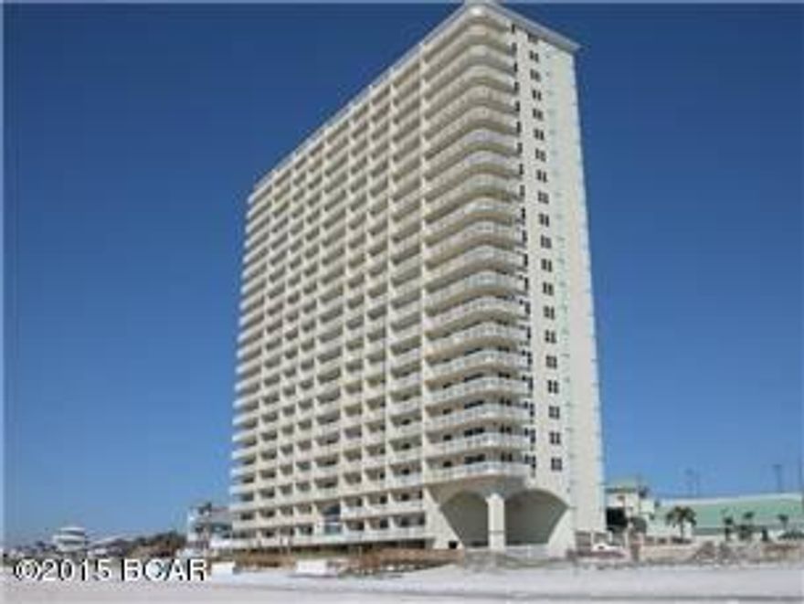 Celadon unit 402 is the beach getaway you've been dreaming of! With 1157sq.ft. floorplan, this oversized 2 bedroom, 2 bath gulf front condo is superb for entertaining and lives like a beach house in the sky! This unit is features an additional bunk room and has the footprint of a standard 3bed condo – sleep 8!. Perfect elevation within the stack! Riveting Gulf views from the kitchen, living room, and master bedroom are framed by very attractive, seaside inspired interiors with comfort and style in mind. This offering features all the extras such as tile flooring in living area. Property is very clean and well maintained. The gourmet kitchen features breakfast bar, loads of cabinet space, and is fully stocked & family ready! Ocean Front master bedroom opens up directly to balcony, a very desirable feature on the beach - you don't even have to get out of that king bed to enjoy those world class Panama City Beach sunsets! Sunshine and warm gulf breezes abound from the large balcony (130sq.ft) - enjoy sunrise views in the morning and Sunset views in the evening -  the ultimate in alfresco living! This condo is move in ready - great for second home, vacation rental or full time living. If you are looking for a one of a kind property and a terrific investment, look no further! Celadon Beach is located on the much desired west end of Panama City Beach and offers resort style amenities including 283' of Gulf frontage, heated Gulf front pool and spa, indoor/outdoor heated pool, 2 hot tubs, tennis court, media room, meeting/conference room, fitness facility, on-site rental office, 3 high speed elevators plus a 4 level parking garage with walk-over to the lobby and rental desk.