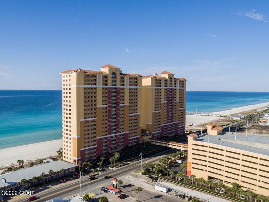 This stunning Calypso 3 bedroom/ 3 bath corner unit offers spectacular unobstructed views of the gulf and amazing sunsets. Completely remodeled with over $75,000 in improvements including the following: New ceramic title floors throughout, custom tile shower with beautiful mosaic accents.  Loaded with the latest technology with large smart screen tv's, Alexa devices in all three bedrooms and living room, electrical outlets with USB plugs and a complete Sonos integrated sound system with multiple speakers in every room.  This view is a one of a kind. Pier Park is literally 100 yards away. Professional Photos being taken this week.